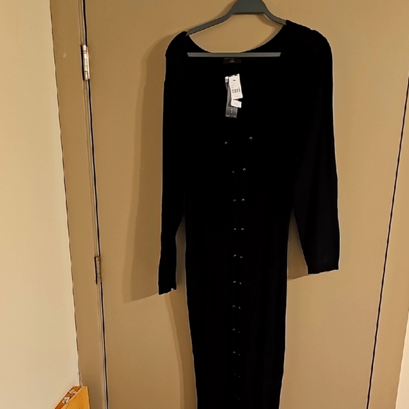 Lane Bryant Dresses & Skirts - Womens Lane Bryant Black Long Sleeve Dress Rayon/Nylon Knit Dress Sz 22/24